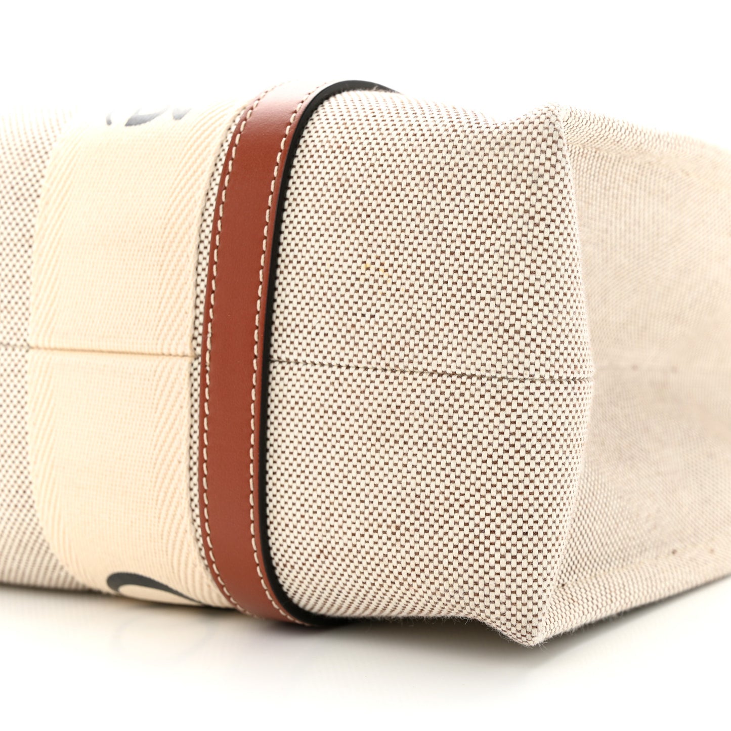 Cotton Calfskin Medium Woody Ribbon Tote White Brown
