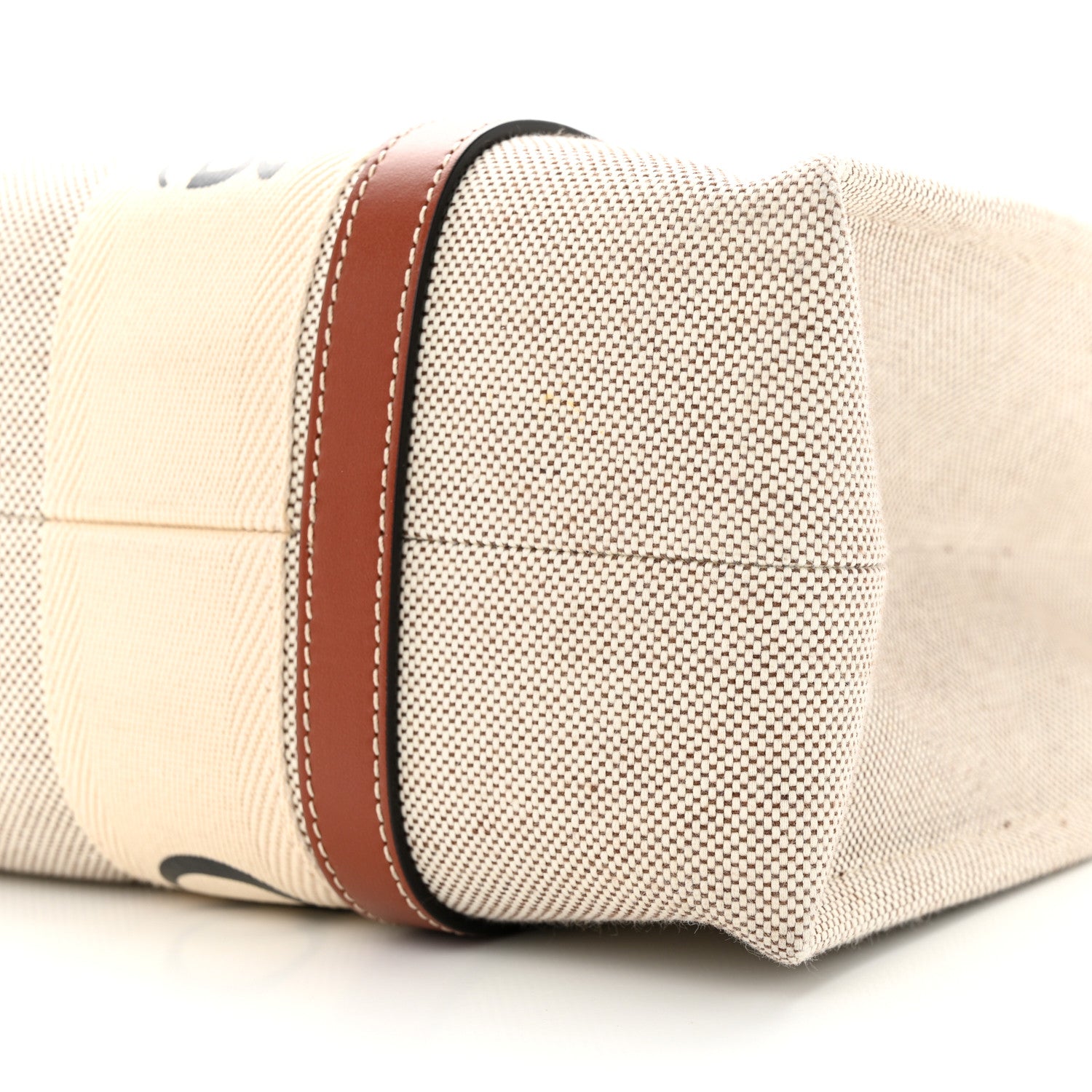 Chloe Cotton Calfskin Medium Woody Ribbon Tote White Brown 10 of 10