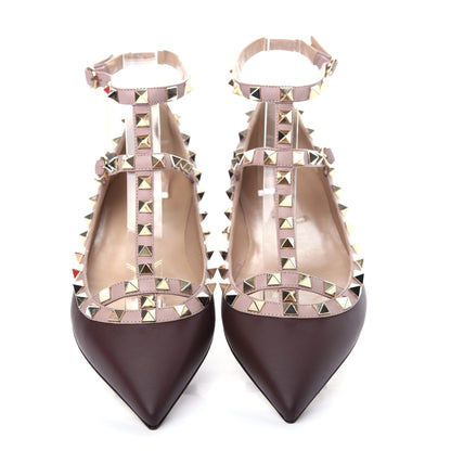 Valentino Garavani Nappa Rockstud Cage Ballerina Flats 38 Cacao Poudre 5 of 10