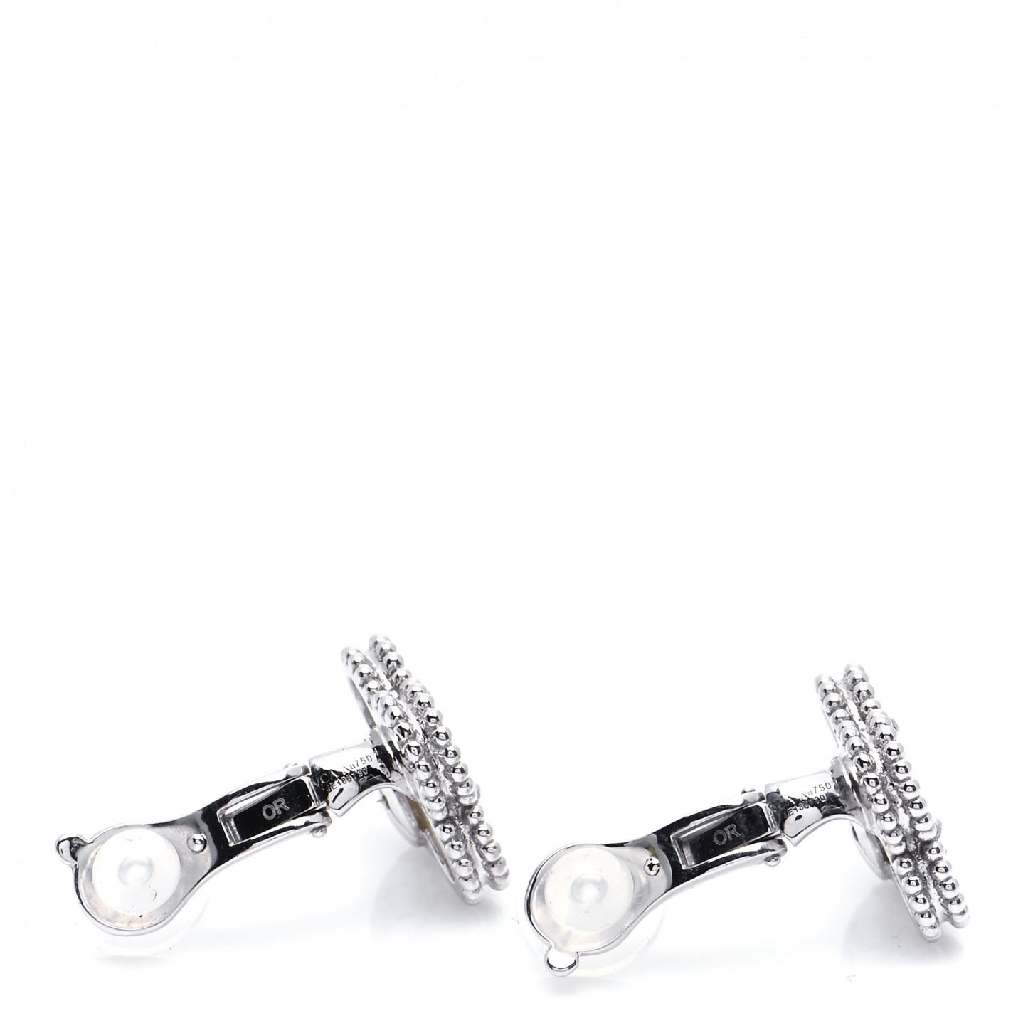 18K White Gold Mother of Pearl Vintage Alhambra Earrings