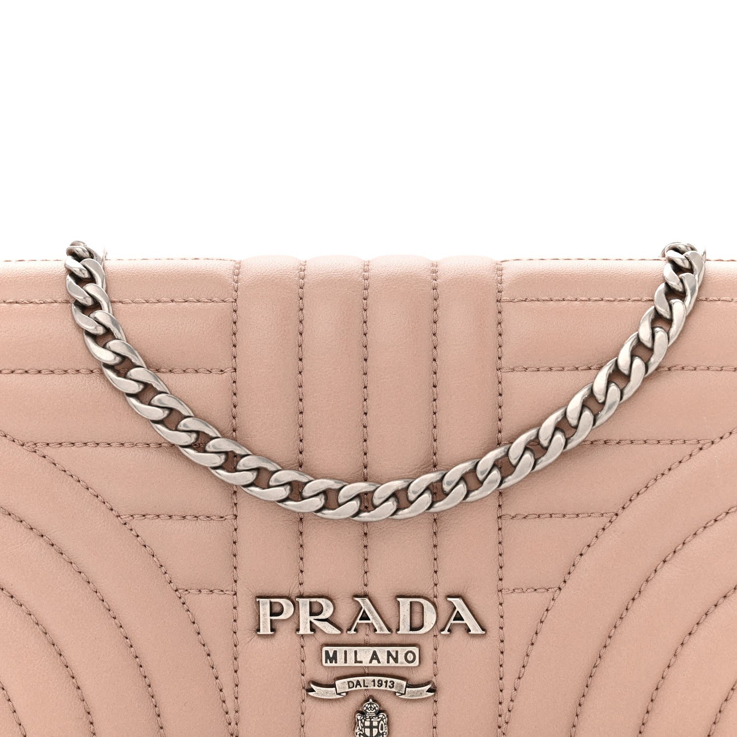 Prada Soft Calfskin Impunture Diagramme Chain Wallet Cipria 8 of 13