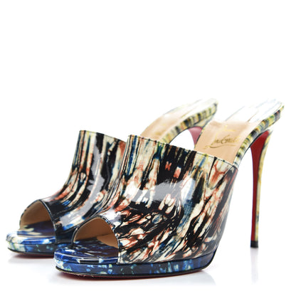 Christian Louboutin Patent Bazin Pigamule 120 Slide Sandals 38.5 Black 3 of 9