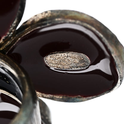 Chanel Enamel CC Flower Ring 52 6 Burgundy Silver 5 of 6