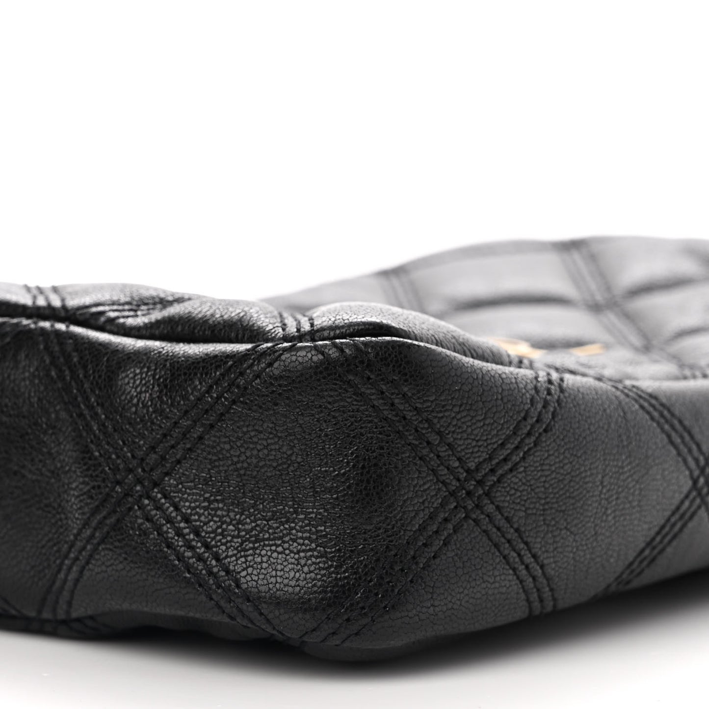 Grained Lambskin Quilted Mini Becky Double Zip Bag Black