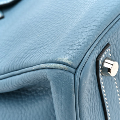Hermes Taurillon Clemence Birkin 30 Blue Jean 10 of 17