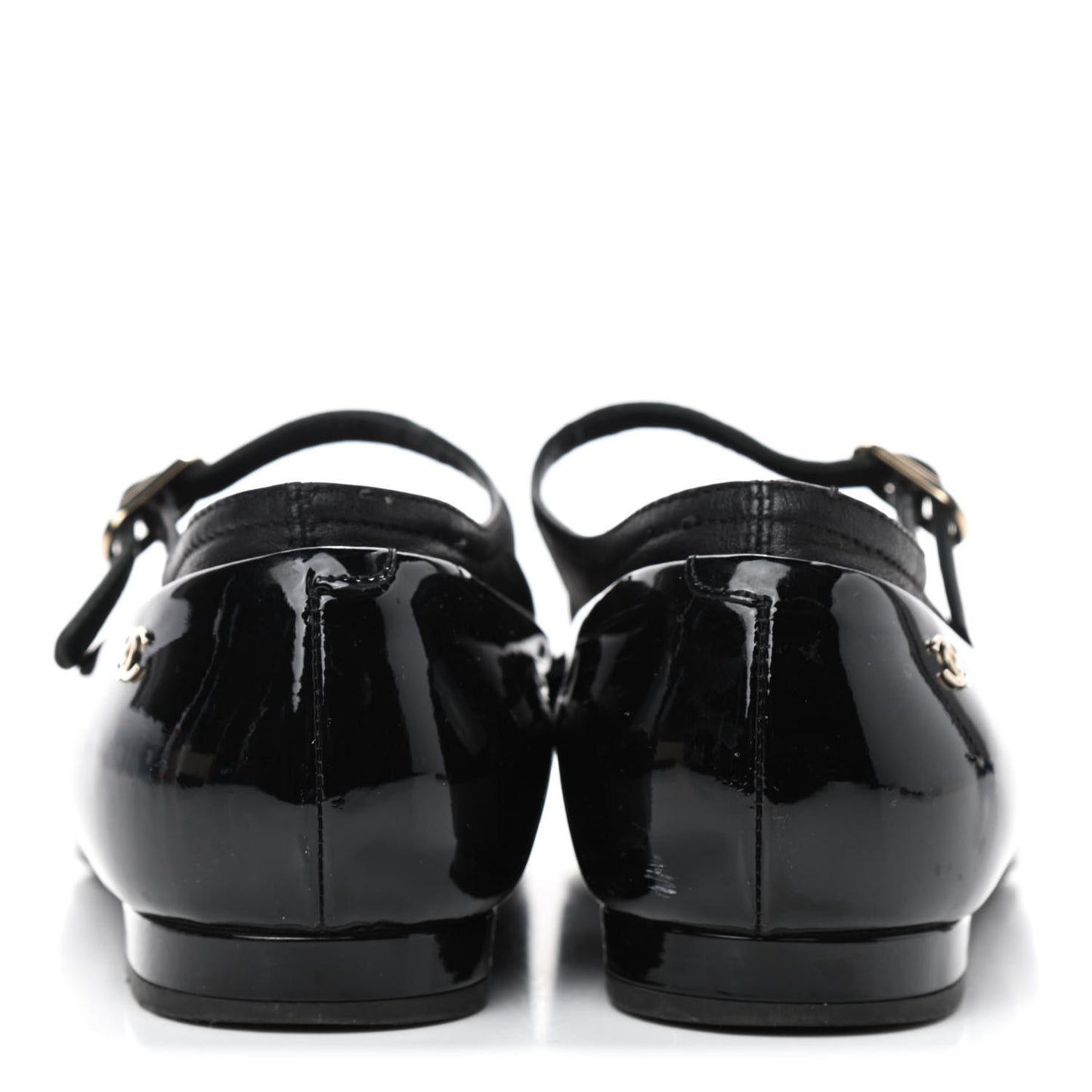 Patent Calfskin Mary Jane Ballerina Flats 36 Black