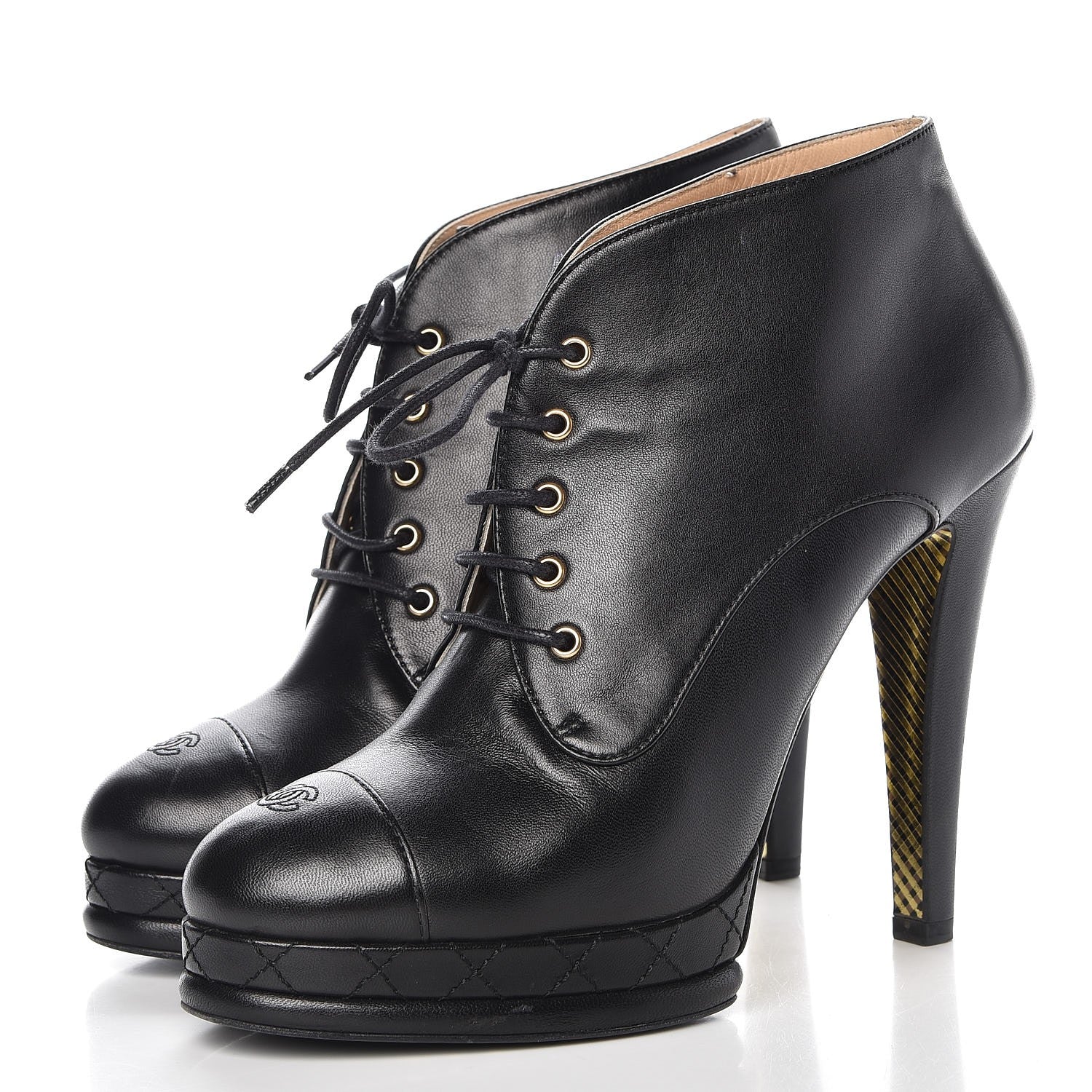 Chanel Lambskin CC Cap Toe Platform Short Boots 41 Black 3 of 16