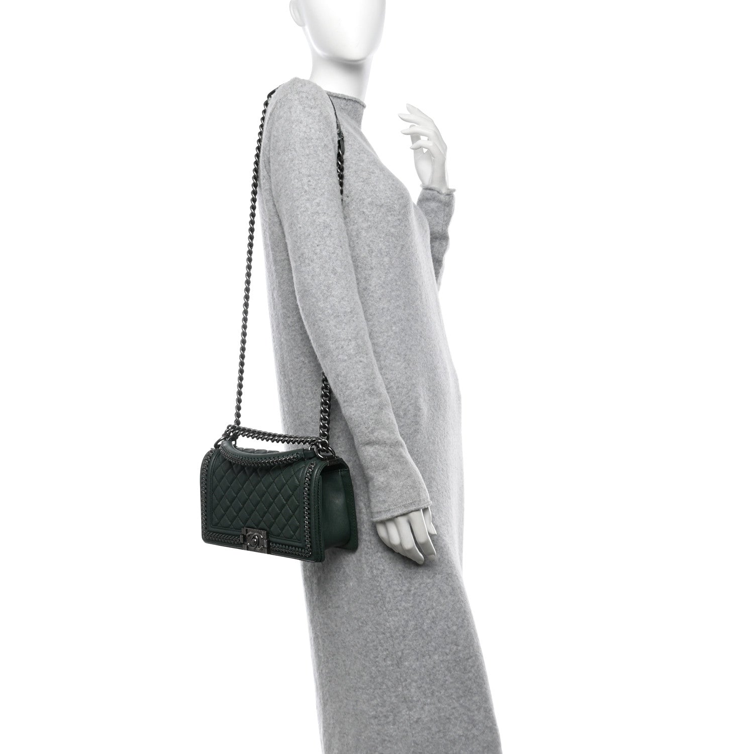 Chanel Calfskin Quilted Medium Boy Top Handle Flap Green 2 of 11