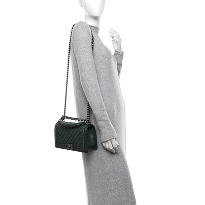 Chanel Calfskin Quilted Medium Boy Top Handle Flap Green 2 of 11