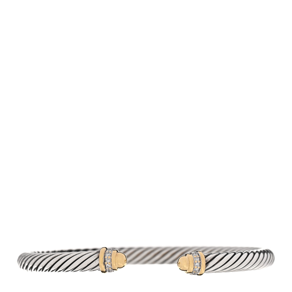 Sterling Silver 18K Yellow Gold Diamond 5mm Dome Cable Classics Bracelet
