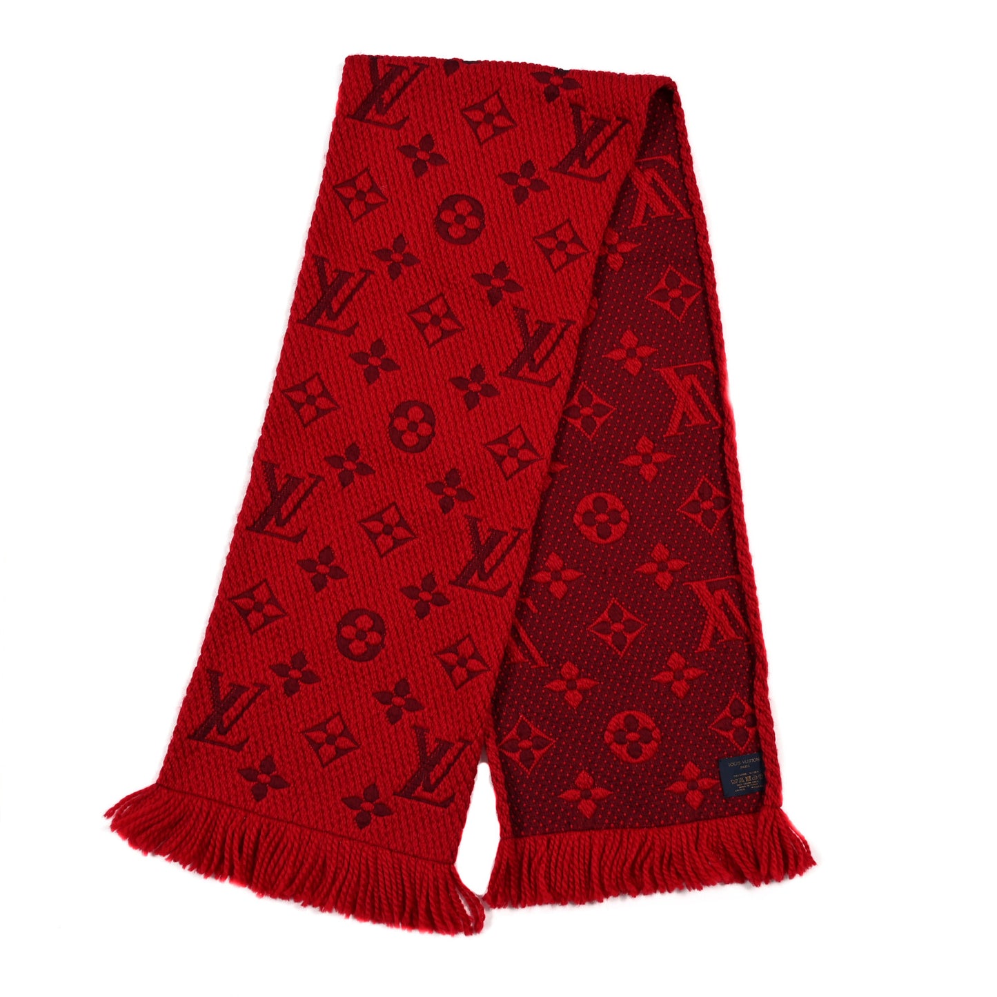 Wool Silk Logomania Scarf Rubis