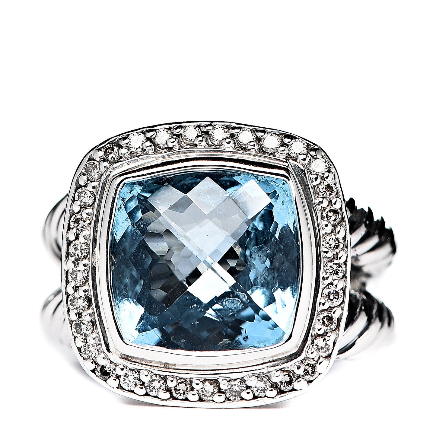 Sterling Silver Diamond Blue Topaz 11mm Albion Ring 51 5.75