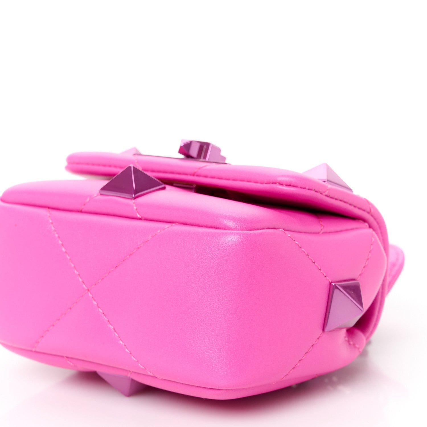 Valentino Garavani Nappa Lacquer Monochrome Mini Roman Stud Shoulder Bag Pink PP 10 of 10