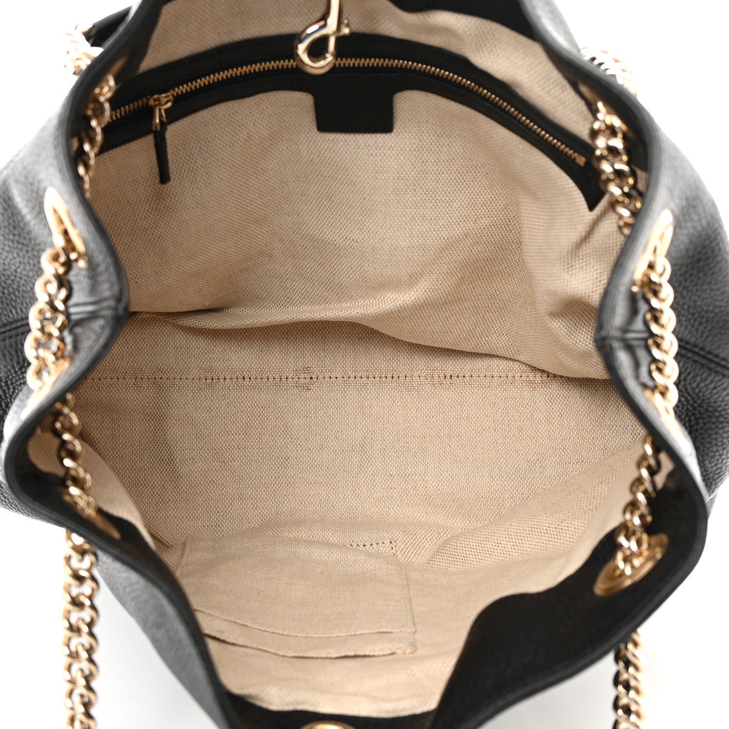 Gucci Pebbled Calfskin Medium Soho Chain Shoulder Bag Black 5 of 12