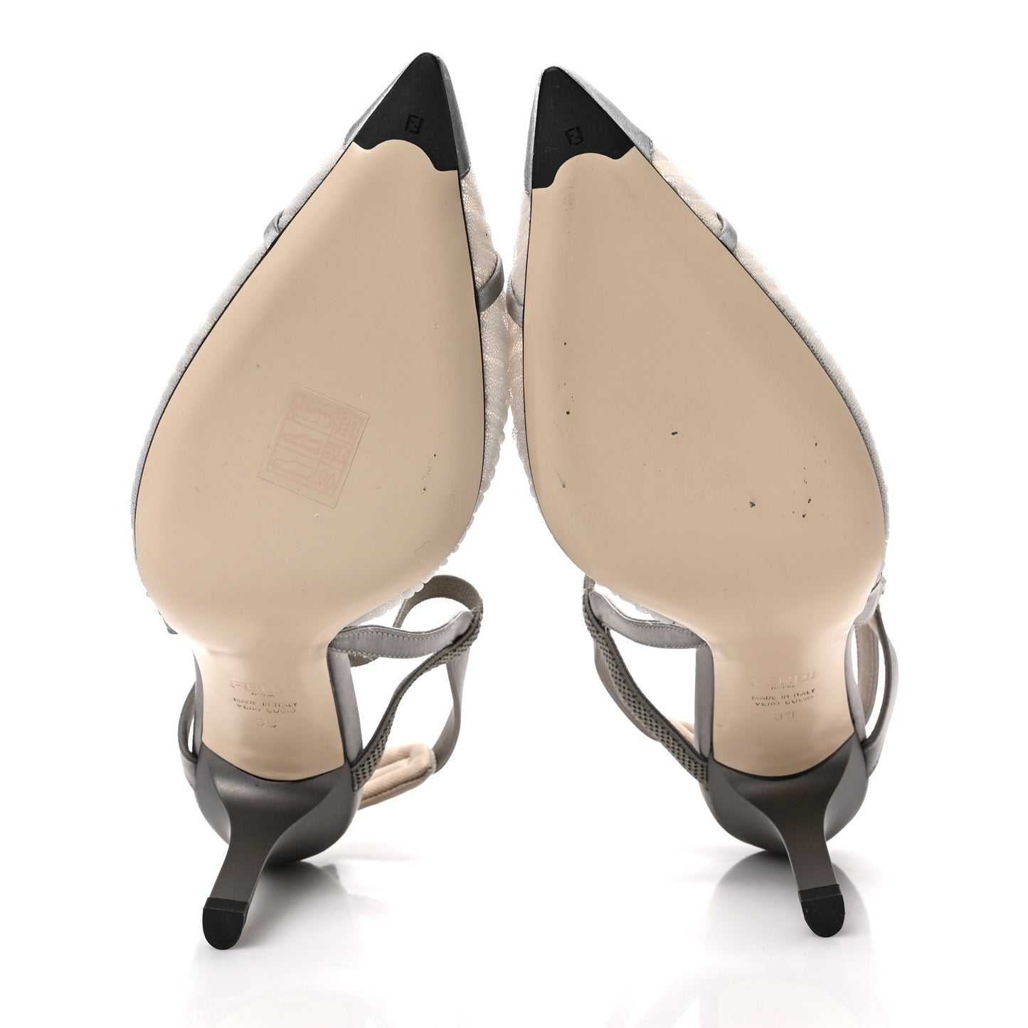 Tulle Satin Colibri Lite 85mm Slingback Pumps 39 Brina Graphite Ghiaia
