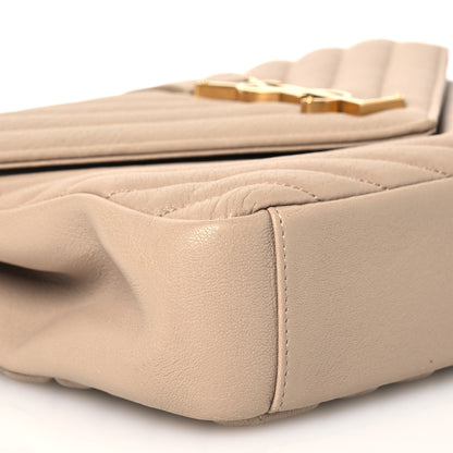 Saint Laurent Sheepskin Matelasse Chevron Monogram Medium College Bag Dark Beige 9 of 14