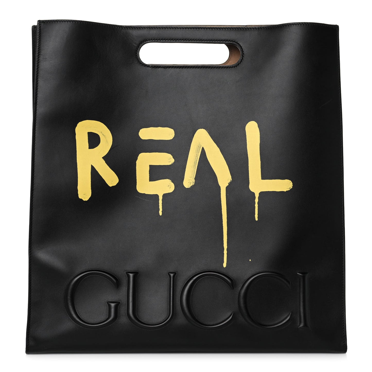 Calfskin GucciGhost Real Large XL Tote Black Yellow