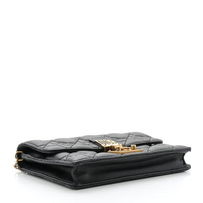 Christian Dior Lambskin Cannage Dioraddict Wallet on Chain Clutch Black 4 of 10