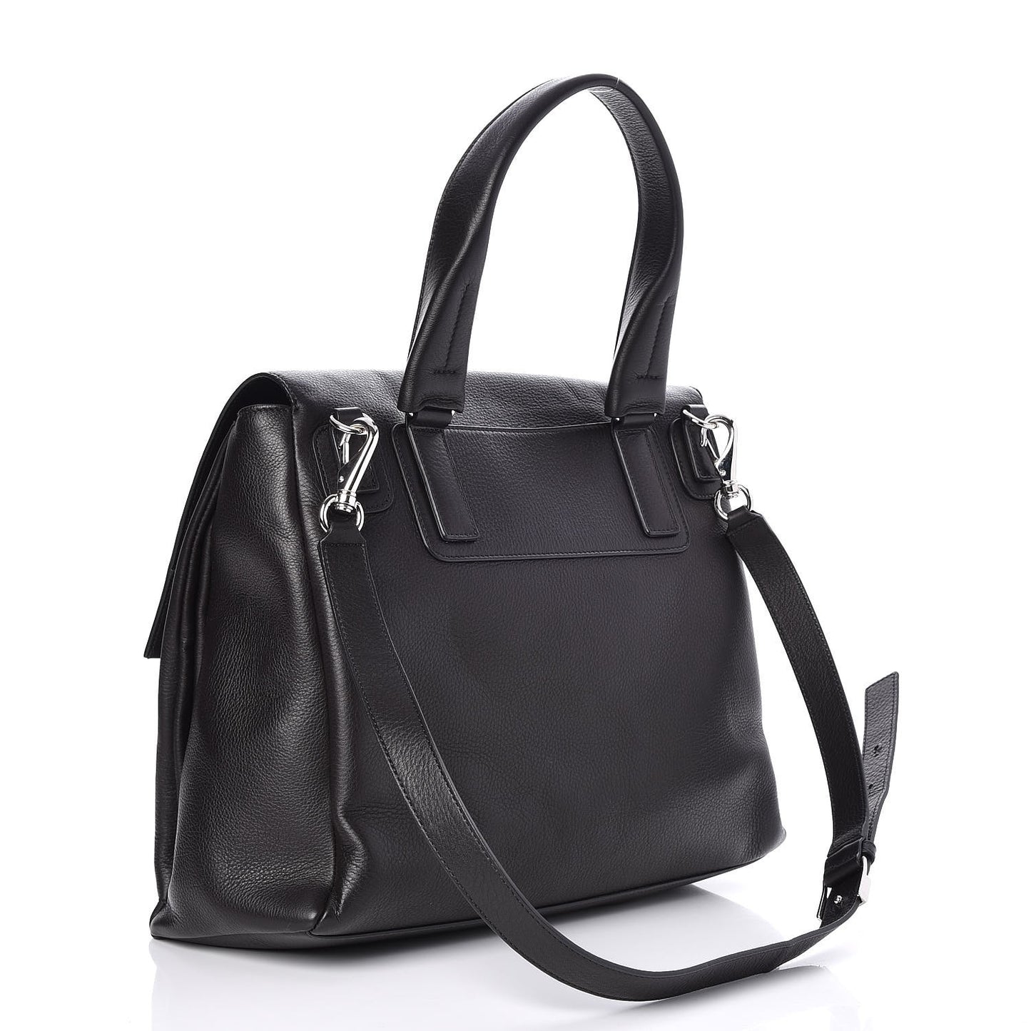 Pebbled Calfskin Medium Pandora Pure Flap Bag Black