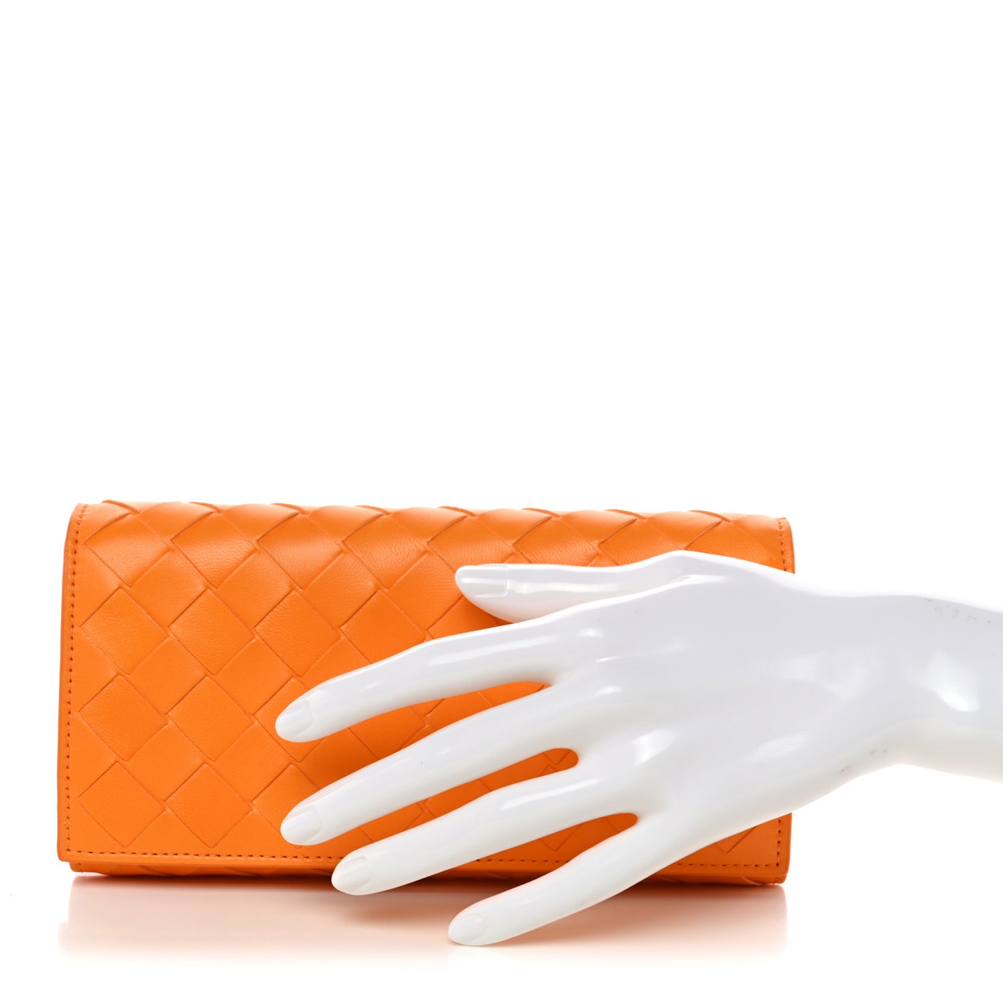 Nappa Intrecciato Flap Wallet Tangerine