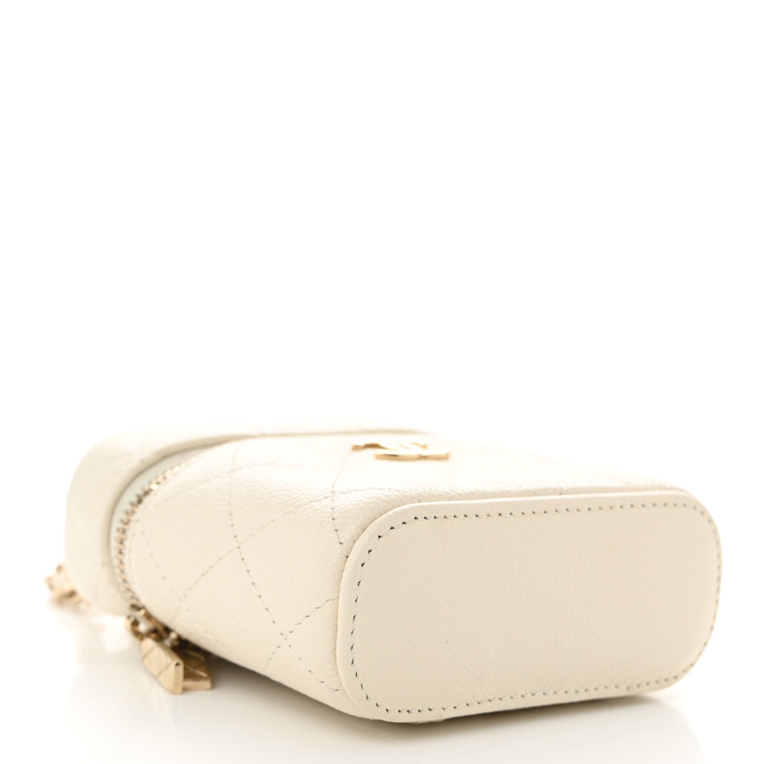 Chanel Caviar Quilted Small Handle With Care Vanity Case With Chain White 4 of 11