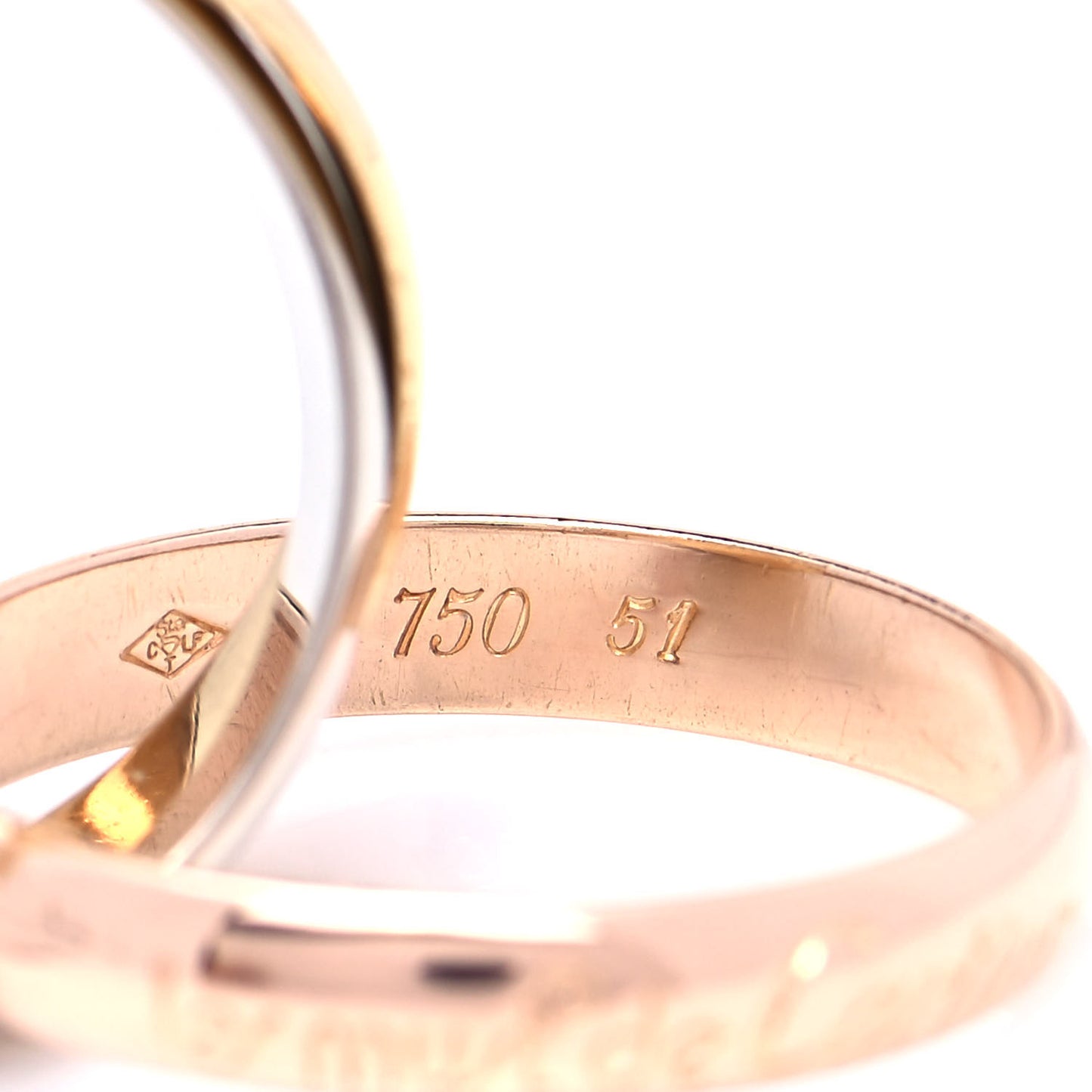 18K Pink Yellow White Gold Classic Les Must De Cartier Trinity Ring 51 5.75