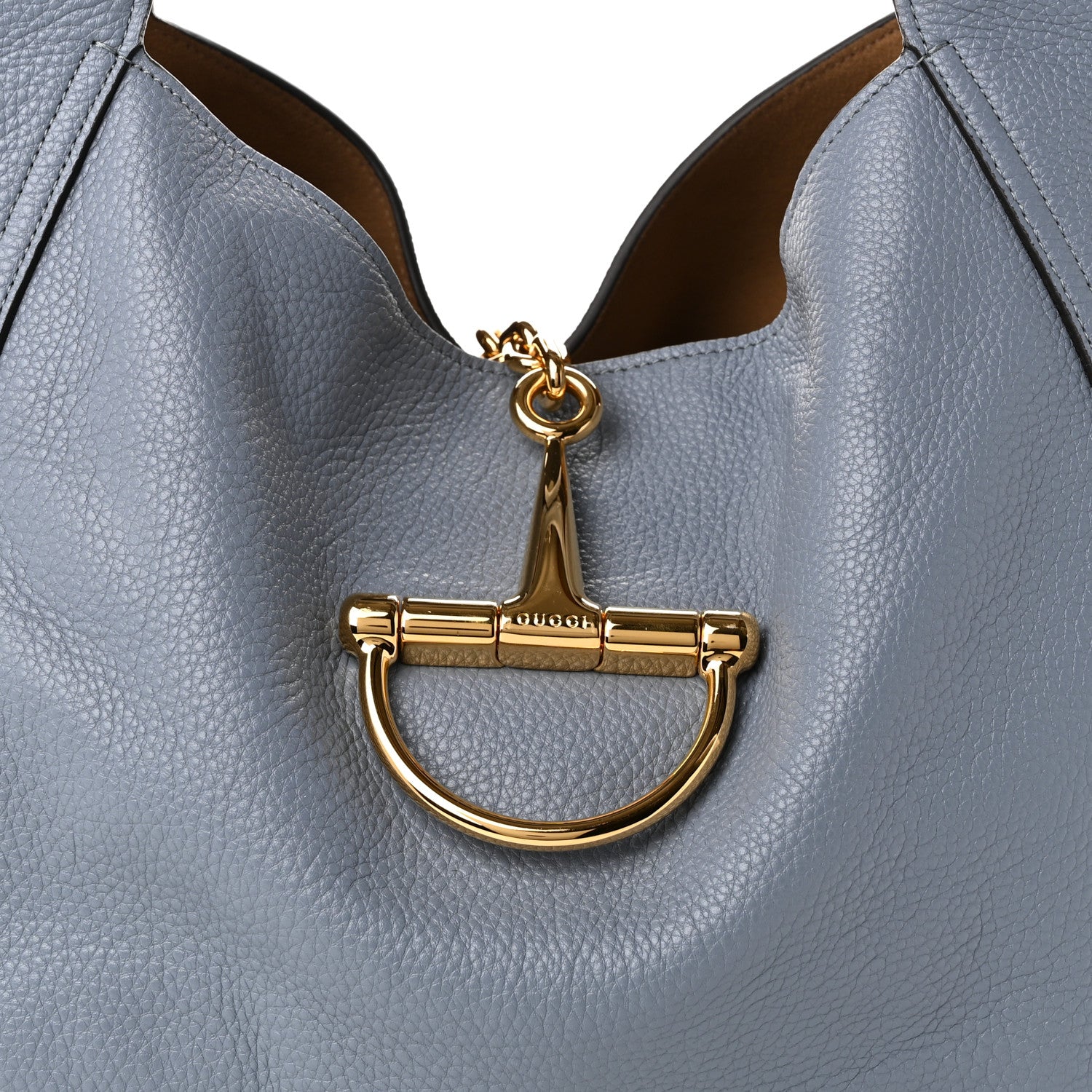 Gucci Grained Calfskin Softbit Medium Shoulder Bag Dusty Blue 9 of 11