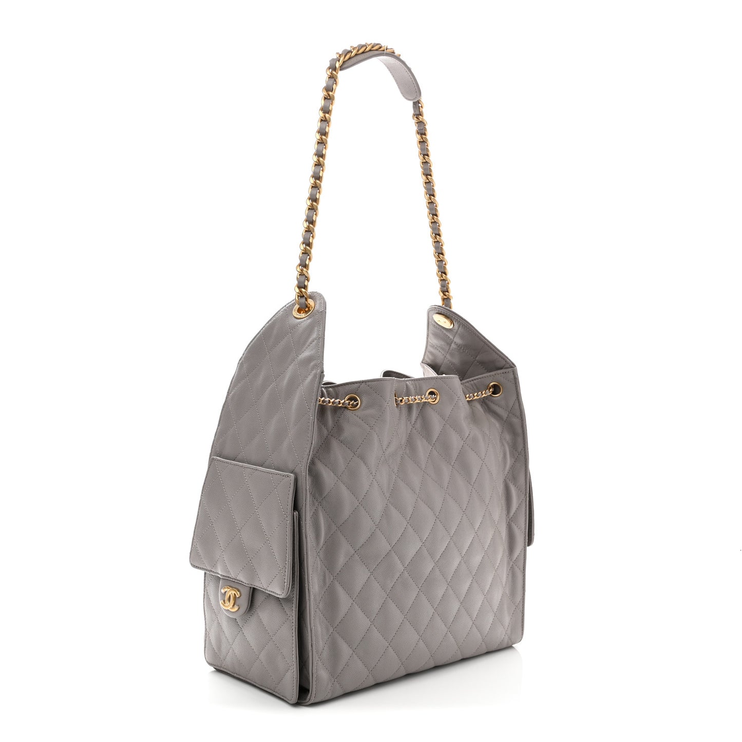 Caviar Quilted Medium Chanel 25 Handbag Dark Grey