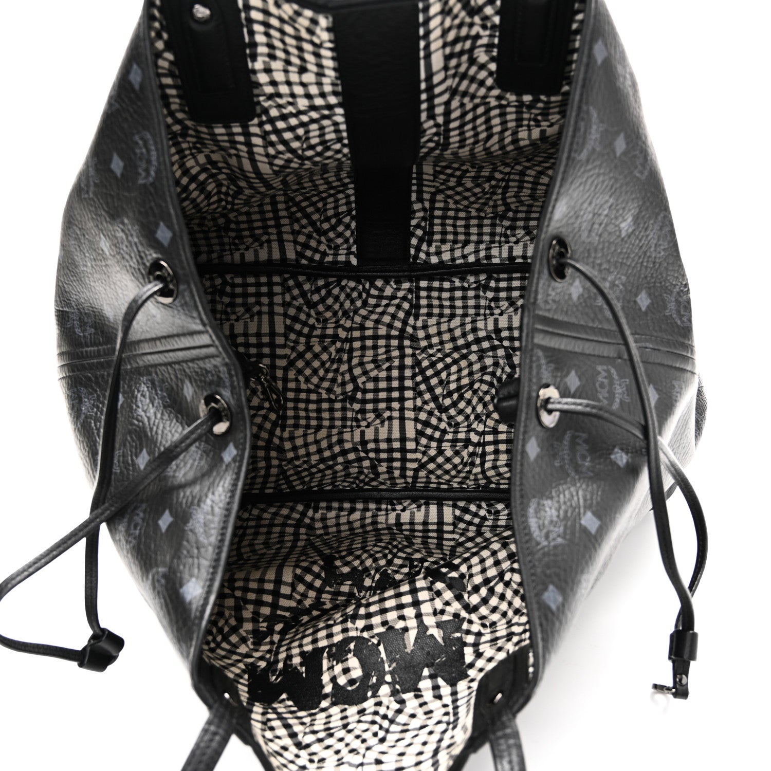 MCM Visetos Large Liz Reversible Shopper Tote Black 9 of 17