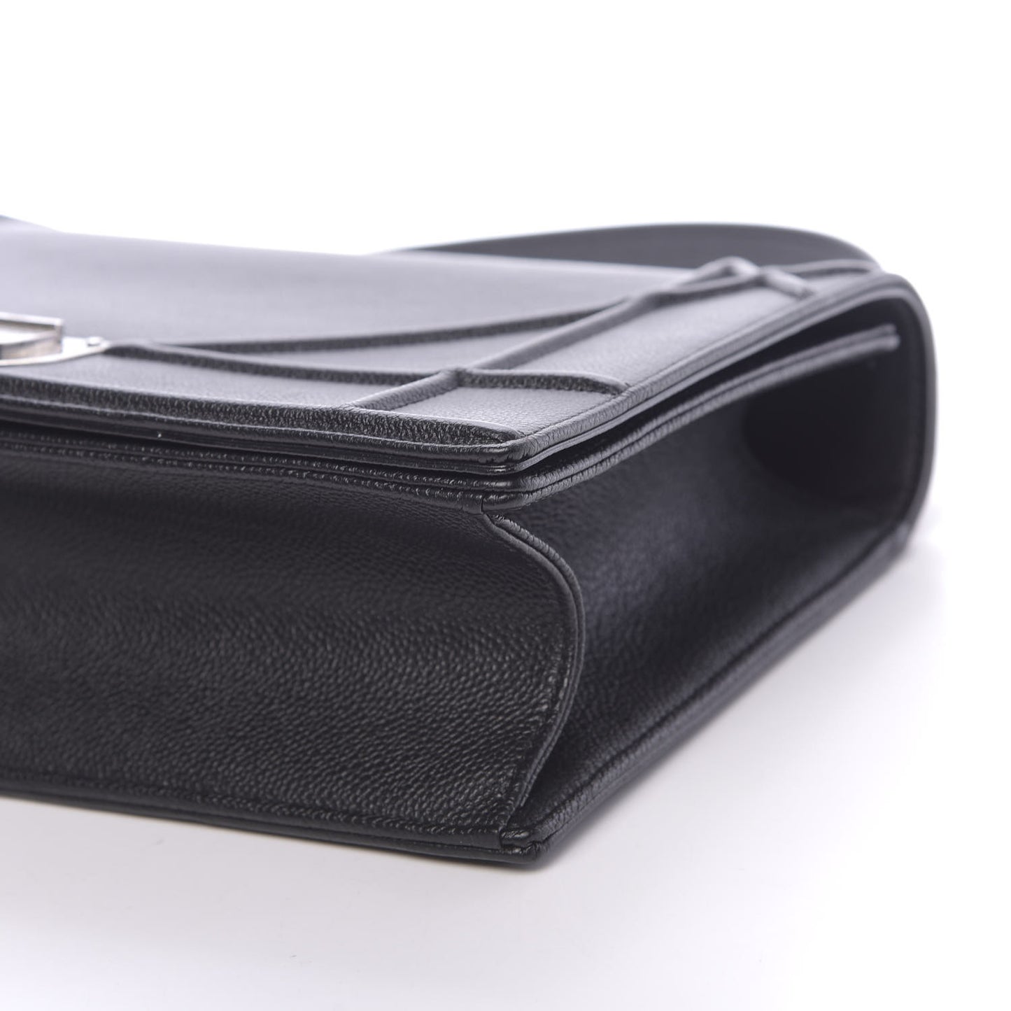 Grained Calfskin Large Diorama Flap Bag Black