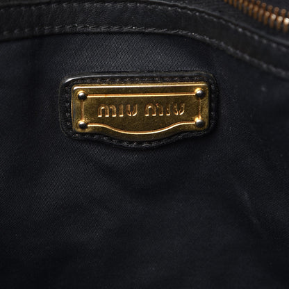 Miu Miu Vitello Lux Gathered Tote Black 6 of 16