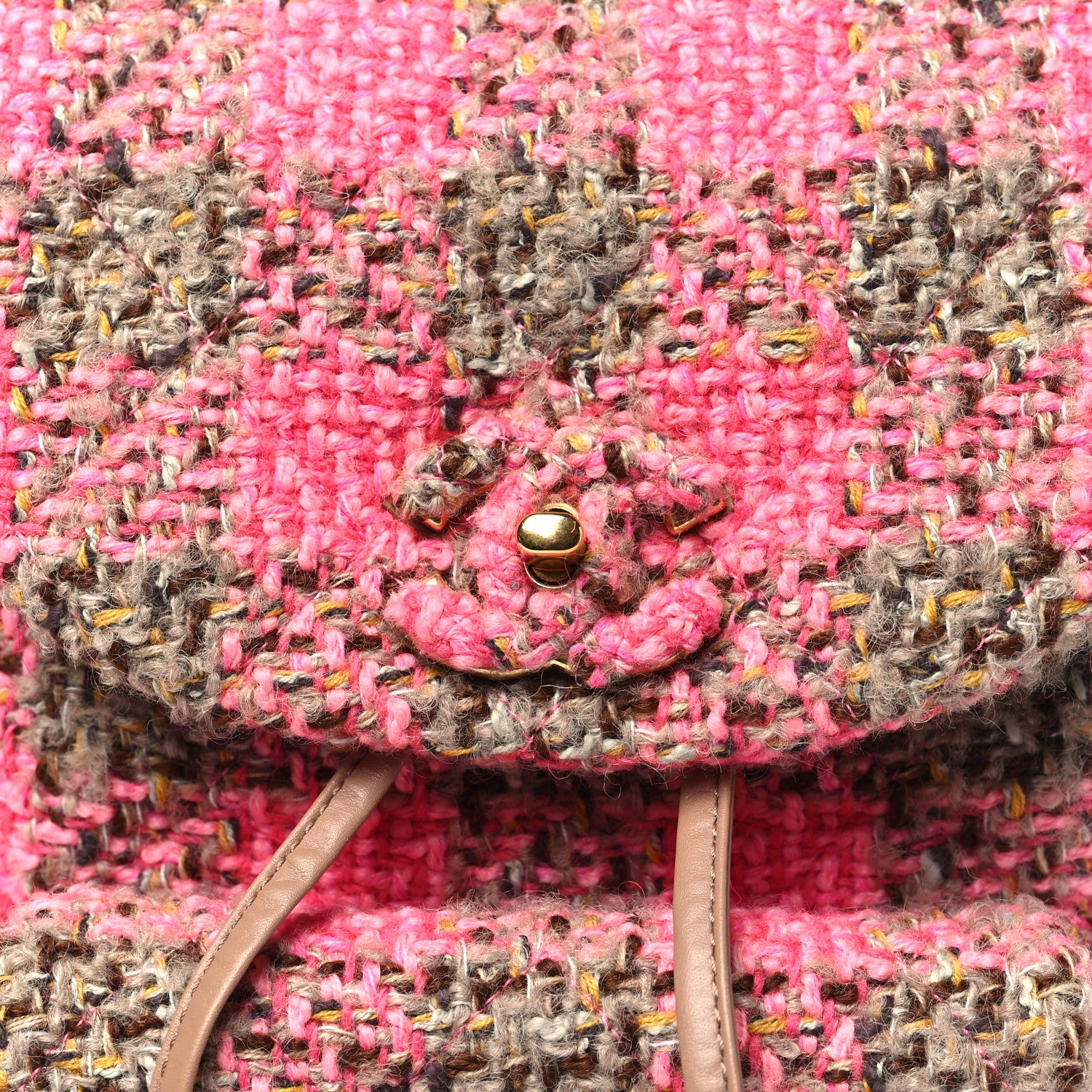Chanel Wool Tweed Elegant Backpack Pink Brown 8 of 10