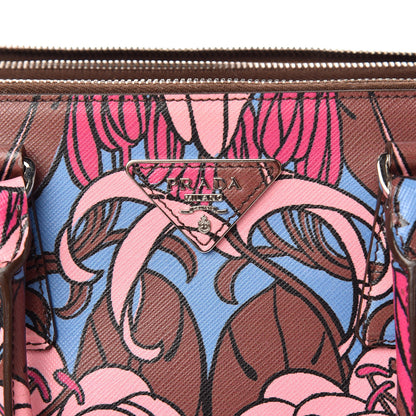 Prada Saffiano Floral Print Small Galleria Double Zip Tote Cotto 10 of 12