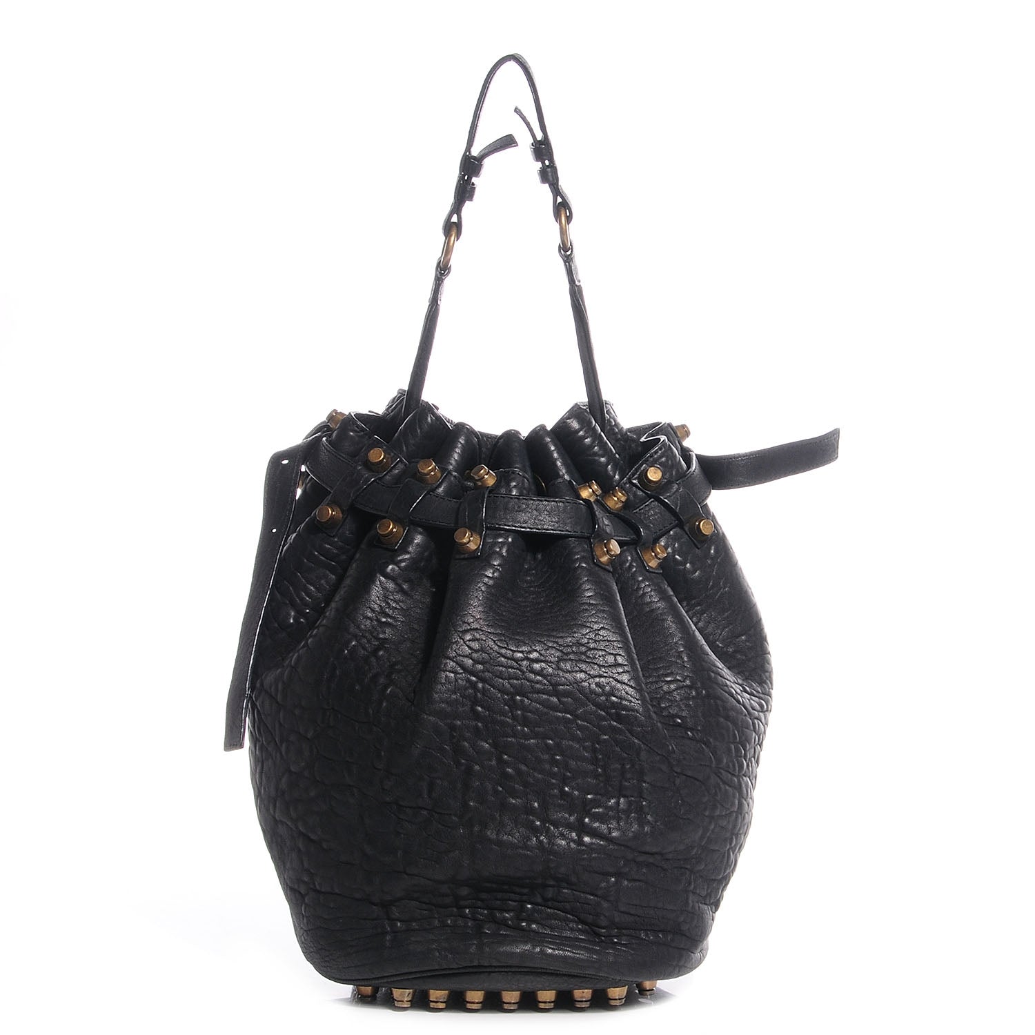 Alexander Wang Leather Diego Bucket Bag w Antique Brass Hardware Black 1 of 7