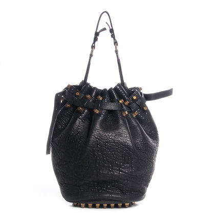 Alexander Wang Leather Diego Bucket Bag w Antique Brass Hardware Black 1 of 7