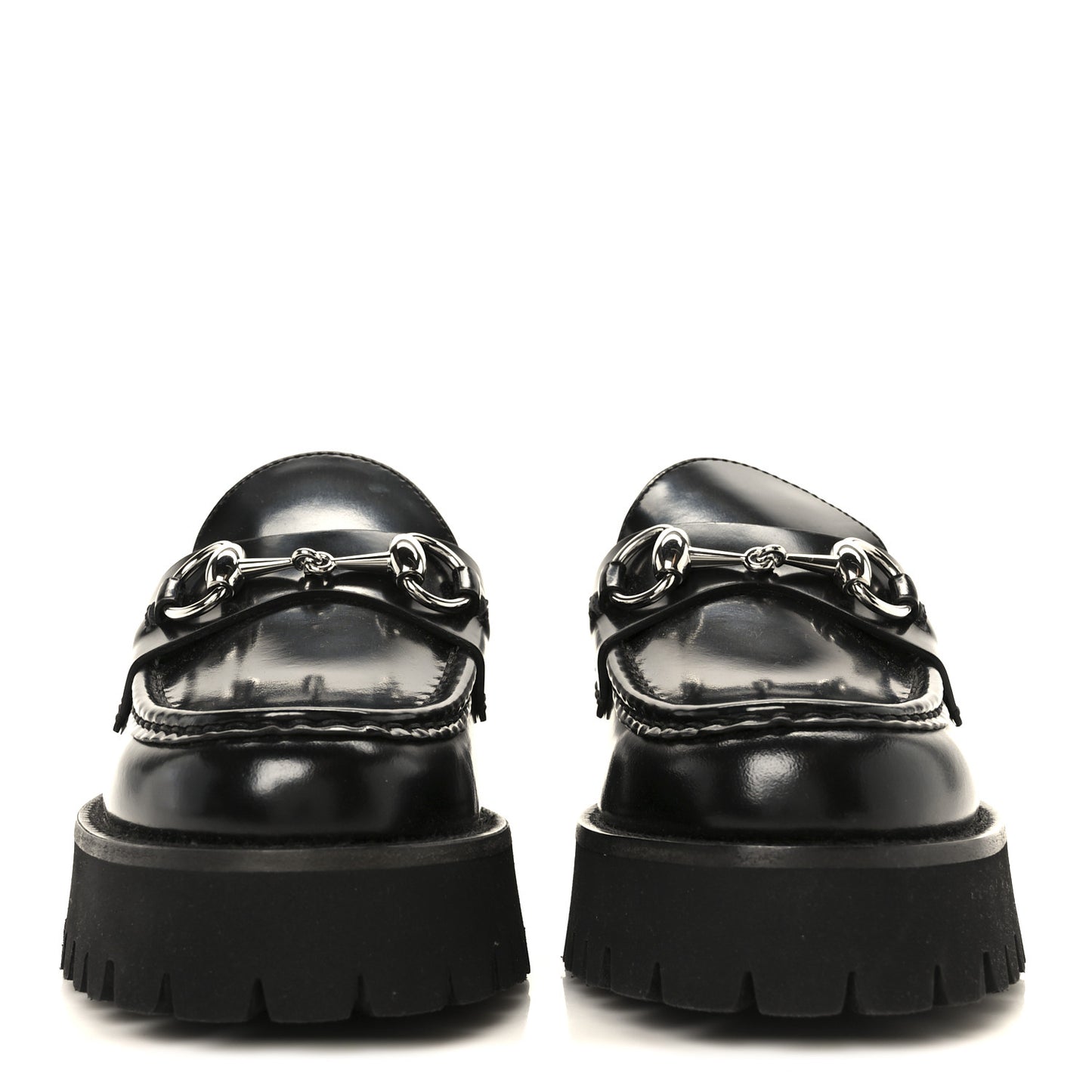 Cordovan Lux Womens Horsebit 45mm Platform Loafers 36 Black
