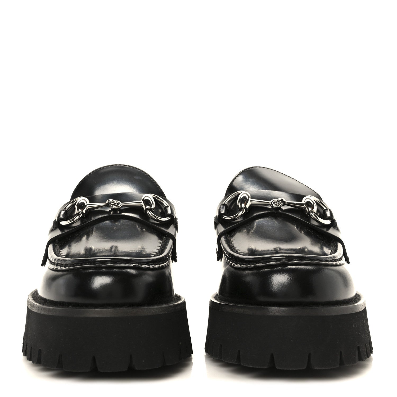 Gucci Cordovan Lux Womens Horsebit 45mm Platform Loafers 36 Black 3 of 10