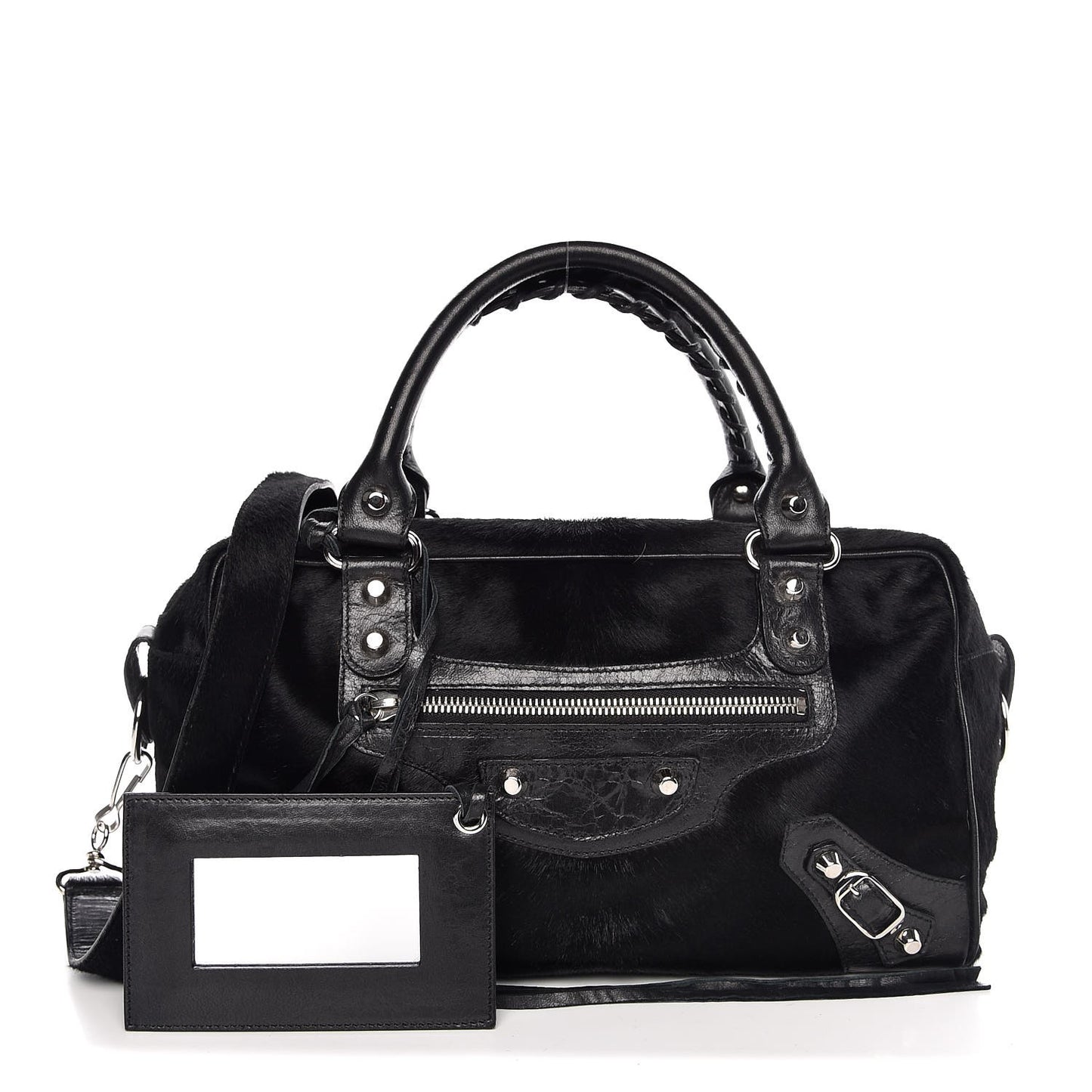 Chevre Pony Hair Classic Hardware Box Bag Black