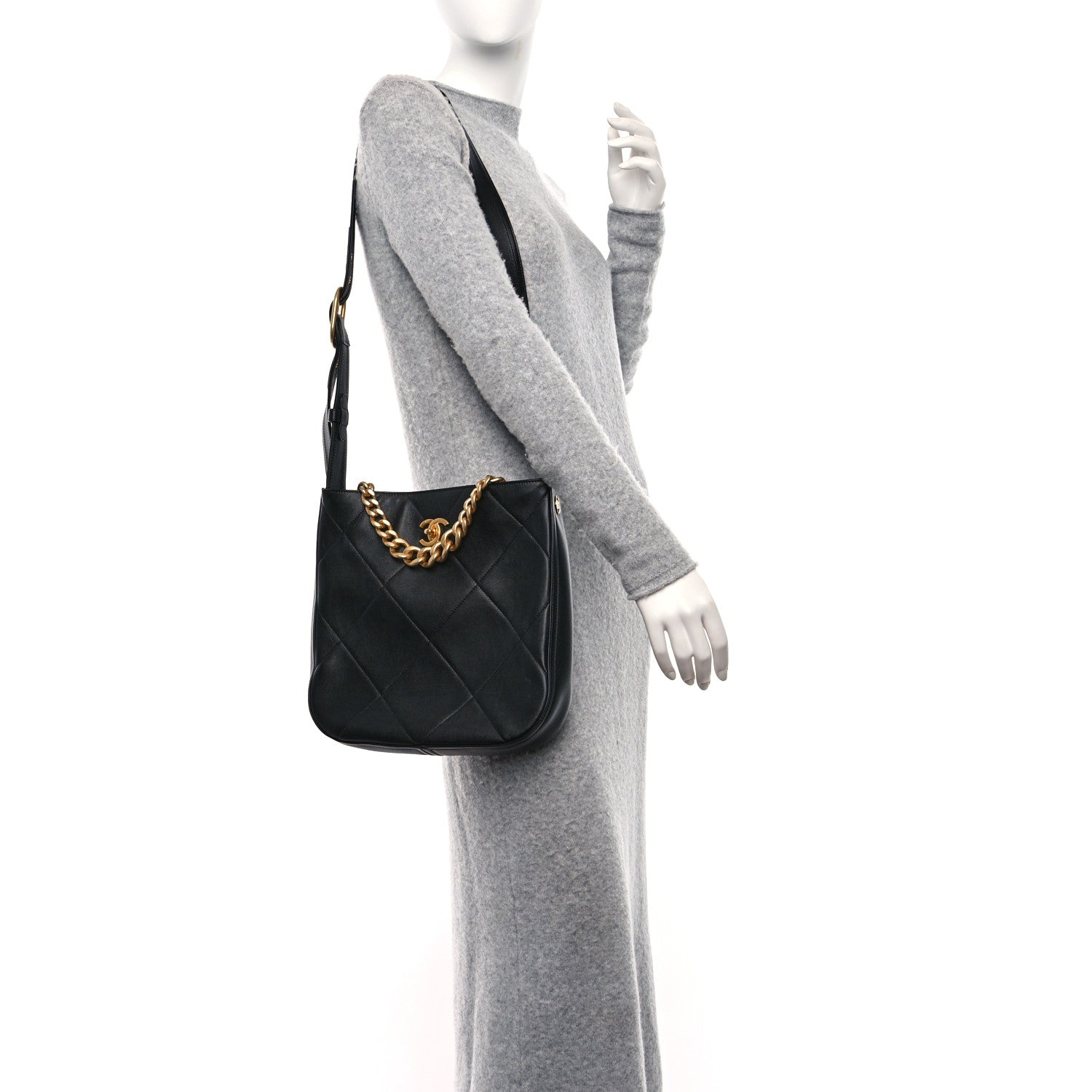 Chanel Calfskin Stitched Easy Mood Hobo Black 2 of 9