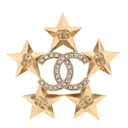 Chanel Baguette Crystal CC Star Brooch Gold 1 of 3