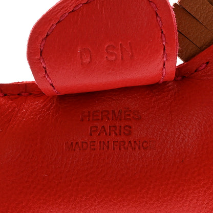 Hermes Milo Lambskin Grigri Rodeo Horse Bag Charm PM Rouge Indien Gold Bougainvillea 3 of 4