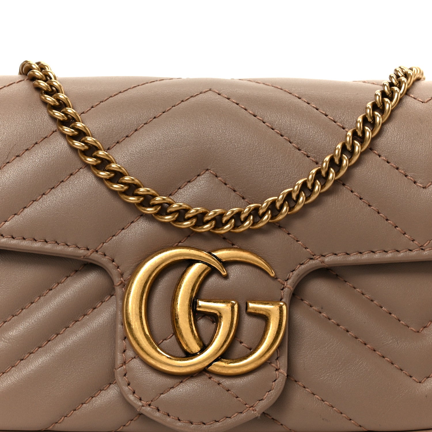 Gucci Calfskin Matelasse Super Mini GG Marmont Shoulder Bag Porcelain Rose 8 of 11