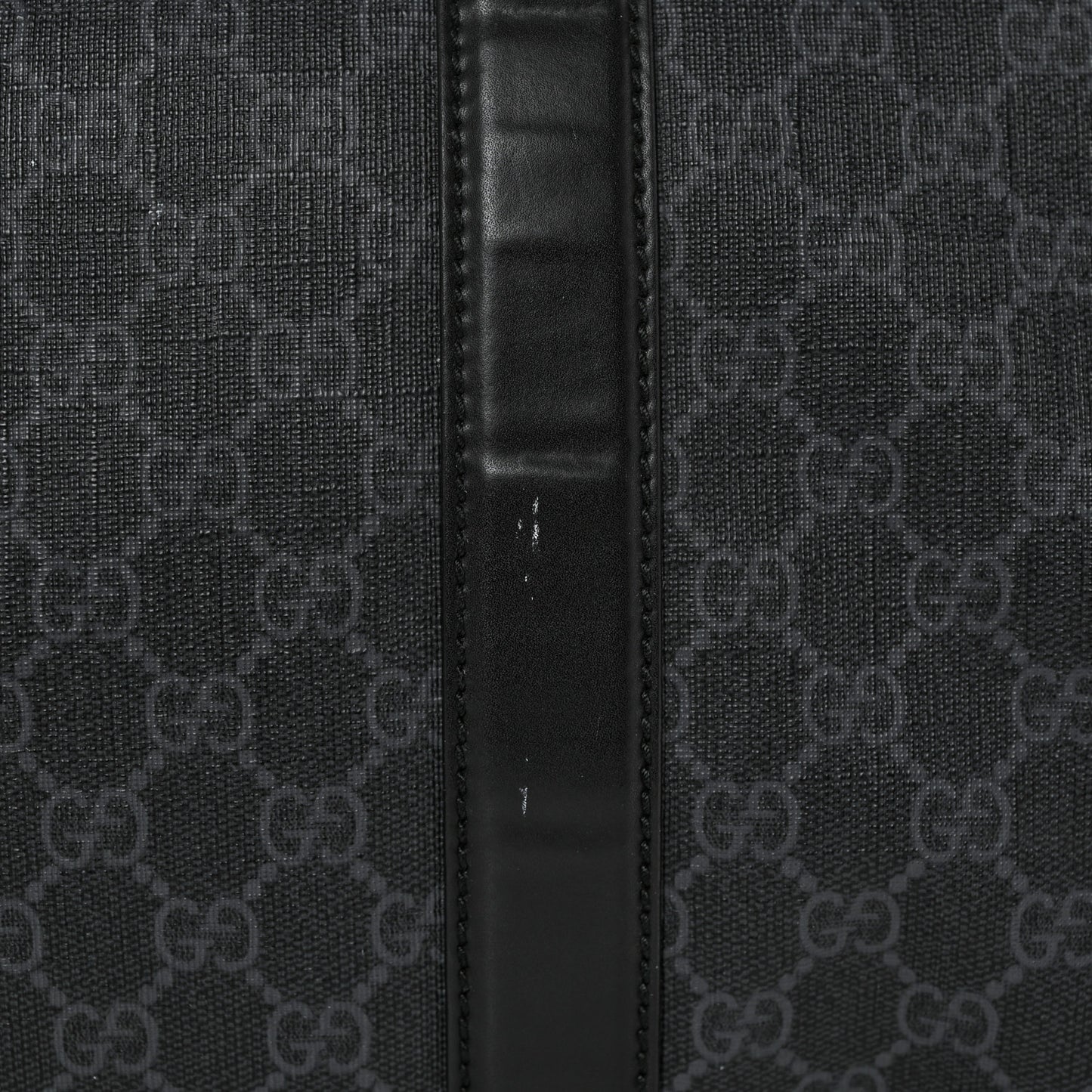 Soft GG Supreme Monogram Appia Calfskin Web Large Carry On Duffle Bag Black Grey
