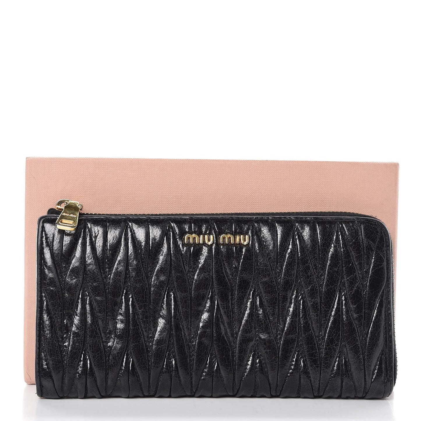 Nappa Matelasse Lux Zip Around Wallet Black