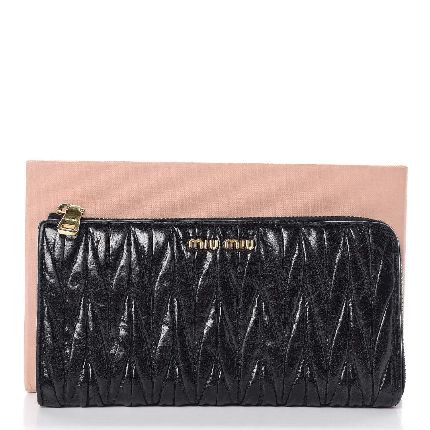 Miu Miu Nappa Matelasse Lux Zip Around Wallet Black 7 of 7