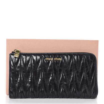 Miu Miu Nappa Matelasse Lux Zip Around Wallet Black 7 of 7