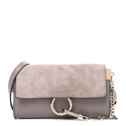 Chloe Suede Calfskin Mini Faye Shoulder Bag Motty Grey 1 of 18