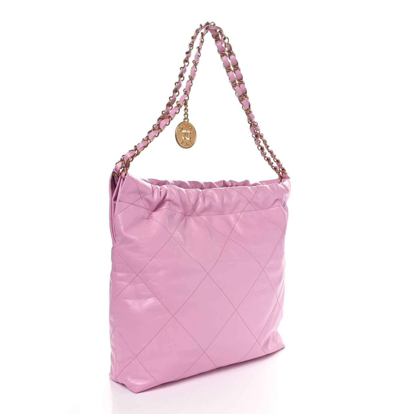 Shiny Calfskin Quilted Small Chanel 22 Pink