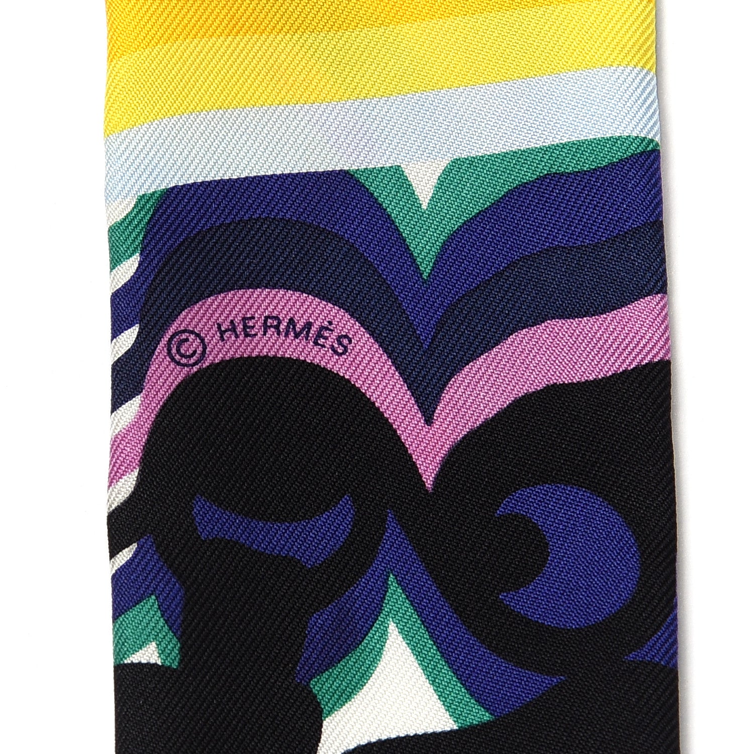 Hermes Silk Brides De Gala Shadow Twilly Black Jaune Multicolor 3 of 4