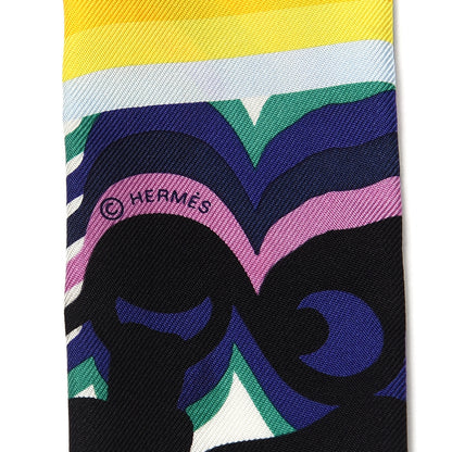 Hermes Silk Brides De Gala Shadow Twilly Black Jaune Multicolor 3 of 4
